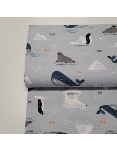 Tissu aspect lin - Fond marins