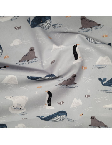 Tissu aspect lin - Fond marins