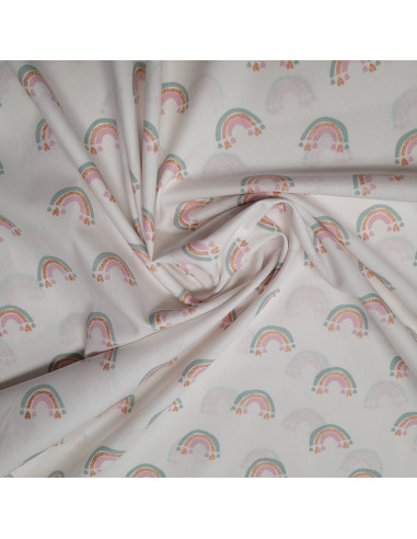 Tissu coton popline - arc en ciel