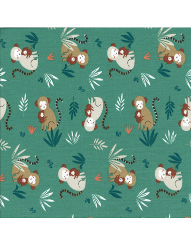 Tissu petits singes - Broderie Passion