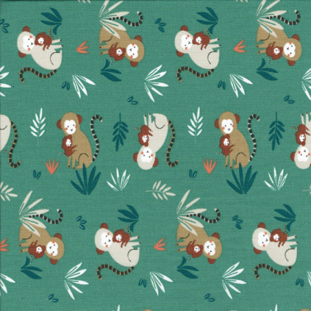 Tissu petits singes - Broderie Passion