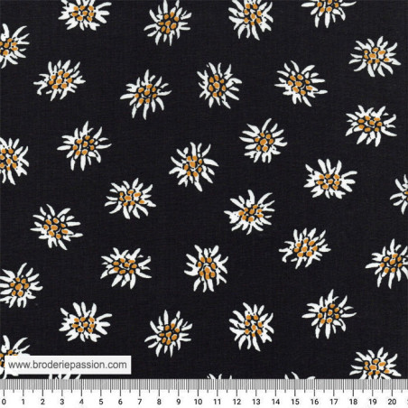 tissu-edelweiss-coton-fond-noir