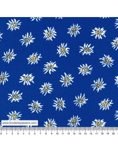 tissu-edelweiss-coton-fond-bleu-broderie-passion