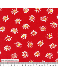 tissu-edelweiss-coton-fond-rouge-broderie-passion