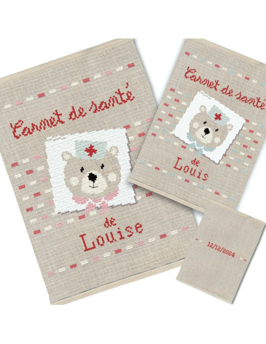 Lili Points - Fiche point de croix compté - Carnet de santé "Ourson"
