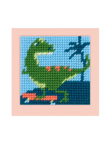 Kit de broderie pour enfant - demi point dinosaure - DMC - Broderie Passion