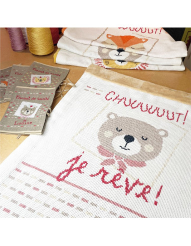 Lili Points - Plaid Bébé Ourson - Fiche de broderie au point de croix compté