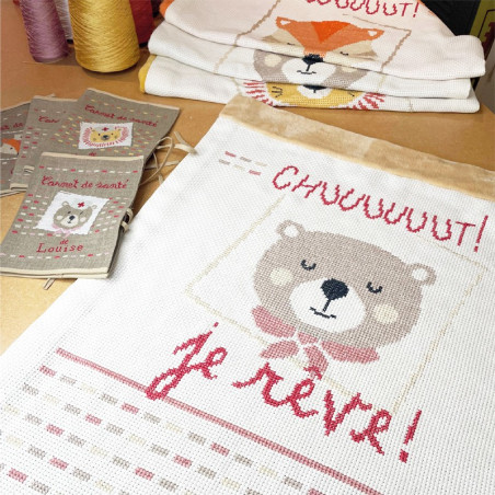 Lili Points - Plaid Bébé Ourson - Fiche de broderie au point de croix compté
