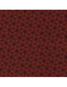 Tissu coton bordeau petits feuillages
