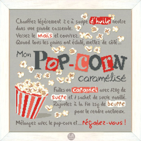 Lili Points - Fiche point de croix compté - Mon Pop Corn Caramélisé