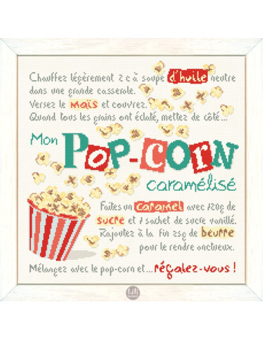 Lili Points - Fiche point de croix compté - Mon Pop Corn Caramélisé