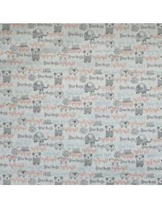 Tissu coton - moutons et oursons