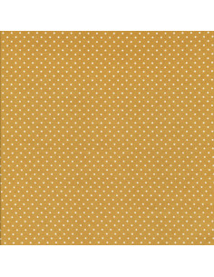 Tissu coton - à pois moutarde