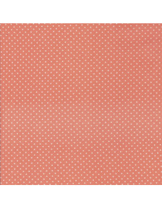 Tissu coton - à pois corail