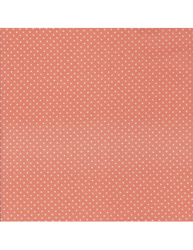 Tissu coton - à pois corail