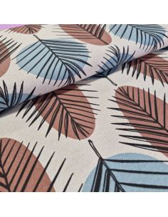 Tissu aspect lin - Triangles feuilles palmier - 2