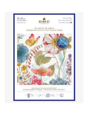 DMC Kit de point de croix compté - Fleurs champêtres