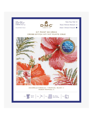 DMC Kit de point de croix compté - Aquarelle Ibiscus