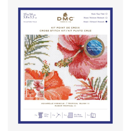 DMC Kit de point de croix compté - Aquarelle Ibiscus
