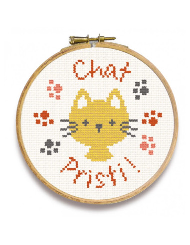 Lili Points - Mini-kit point de croix débutant - Chat Pristi