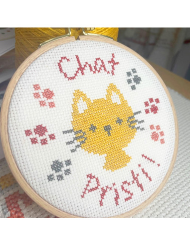 Lili Points - Mini-kit point de croix débutant - Chat Pristi