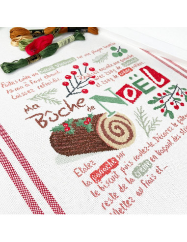 Lili Points - La bûche de Noël - Fiche de broderie au point de croix compté