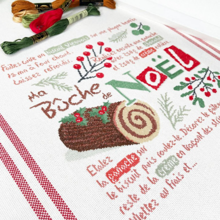 Lili Points - La bûche de Noël - Fiche de broderie au point de croix compté