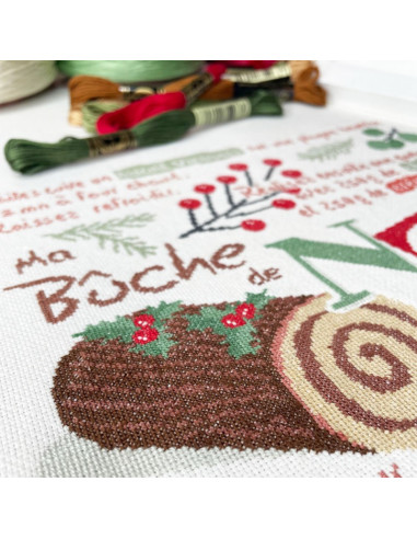 Lili Points - La bûche de Noël - Fiche de broderie au point de croix compté