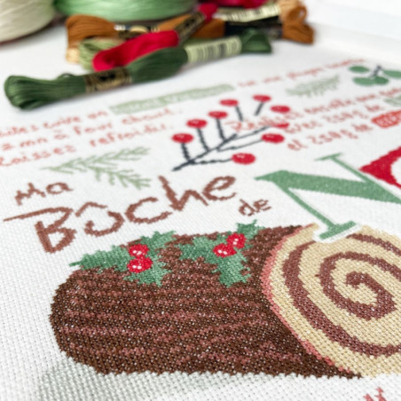 Lili Points - La bûche de Noël - Fiche de broderie au point de croix compté