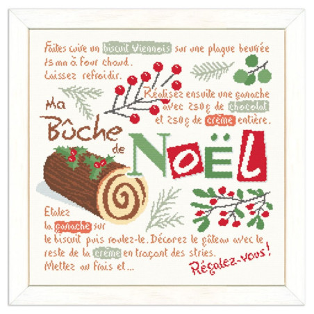 Lili Points - La bûche de Noël - Fiche de broderie au point de croix compté