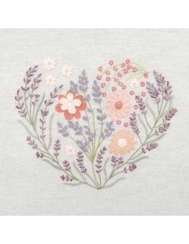 Kit de broderie traditionnelle "Souffle de lavande (Cœur brodé de Juillet)" de Un Chat dans l'aiguille EASY CUSTO
