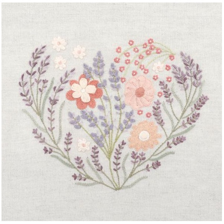 Kit de broderie traditionnelle "Souffle de lavande (Cœur brodé de Juillet)" de Un Chat dans l'aiguille EASY CUSTO