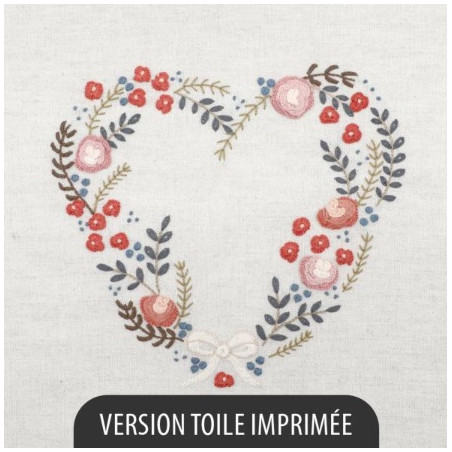Kit de broderie traditionnelle "Rose tardive (Cœur à broder de Septembre)" de Un Chat dans l'aiguille