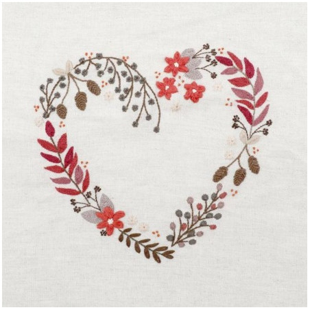 Kit de broderie traditionnelle "Ombre d’automne (Cœur à broder de Octobre)" de Un Chat dans l'aiguille