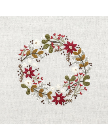 Kit de broderie traditionnelle "Couronne de poinsettias - Petite couronne de décembre" de Un Chat dans l'aiguille