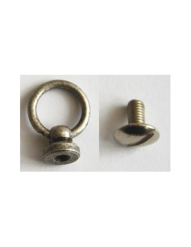 Bouton - argent antique avec anneau