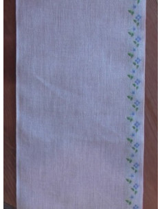 Bande écru avec fleurs bleues