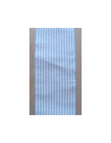 Bande de lin rayée bleu et blanc