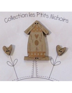 Lot de 3 boutons en bois - Nichoir naturel - grand