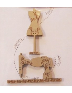 Lot de 2 boutons en bois - Manequin et Machine à coudre