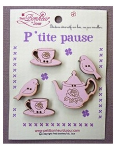 Lot de boutons en bois - Ptite pause - bois rose