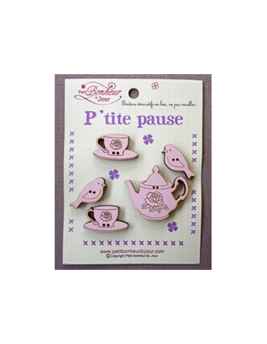 Lot de boutons en bois - Ptite pause - bois rose