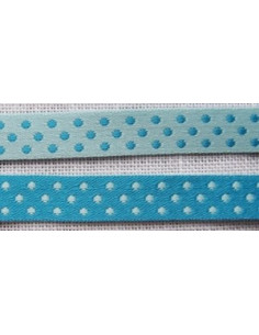 Ruban satin à pois double face - turquoise