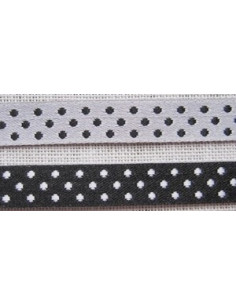 Ruban satin à pois double face - noir et blanc