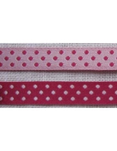 Ruban satin à pois double face - rose foncé-clair