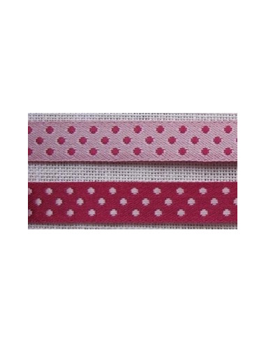 Ruban satin à pois double face - rose foncé-clair