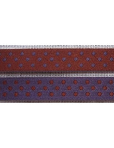 Ruban satin à pois double face - violet et brique