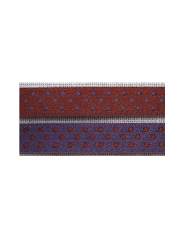 Ruban satin à pois double face - violet et brique