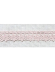 Dentelle de coton - rose - 13 mm