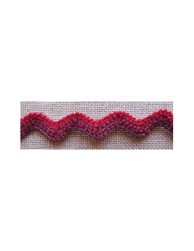 Galon serpentine tricolore - Rouge/bordeaux - 14 mm
